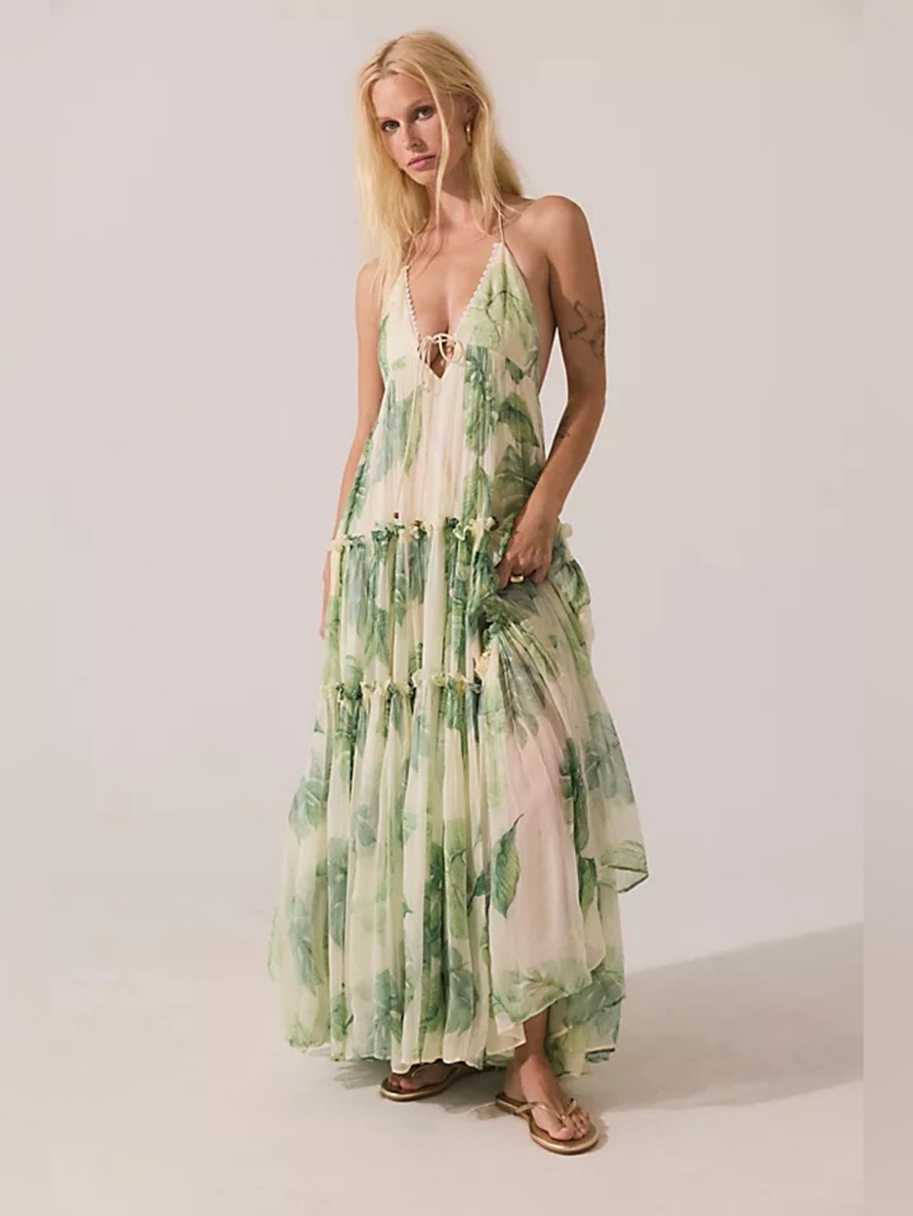 FREE PEOPLE PEACEFUL PALM MAXI DRESS NWOT SIZE M STUNNER!
